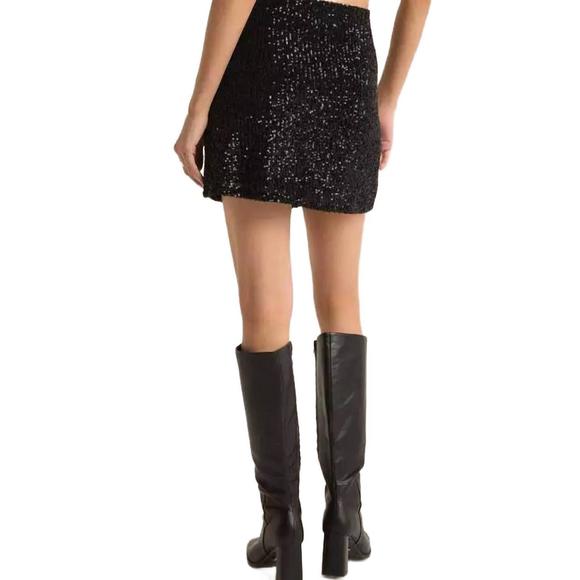 NEW Z SUPPLY ciera sequin mini skirt in black - Picture 4 of 4